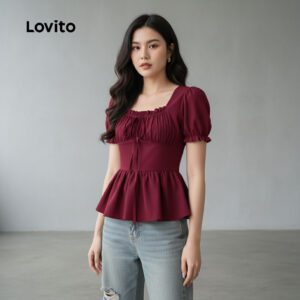 Blusa Casual Feminina Frente Amarra Vermelha