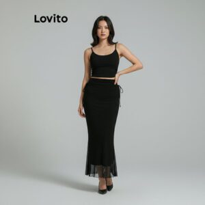 Saia Casual Elástica com Renda Sereia