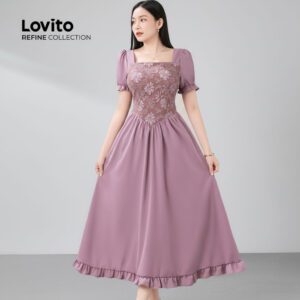 Vestido Elegante Rosa Jacquard Floral