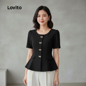Blusa Feminina Preta com Laço Elegante