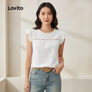 Blusa Feminina Branca Bordada Trança Babado