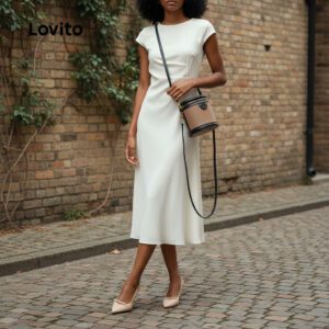 Vestido Plissado Elegante Feminino Liso