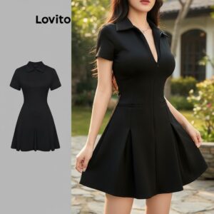 Vestido Feminino Casual Liso Zíper