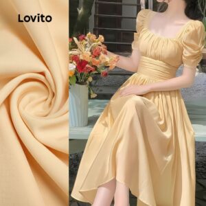 Vestido Feminino Amarelo com Pregas