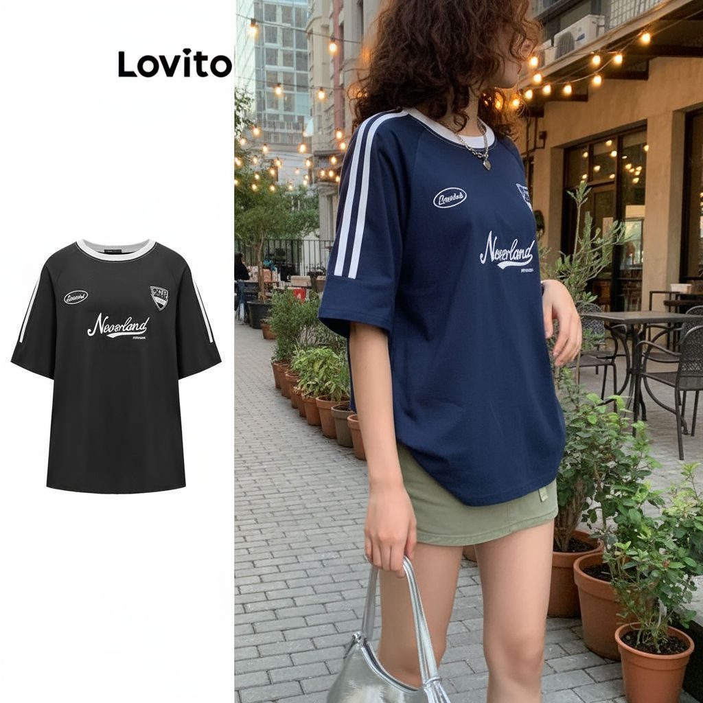 Camiseta Feminina Ver?o Letras Contrastantes 1 Camiseta Feminina Verão Letras Contrastantes