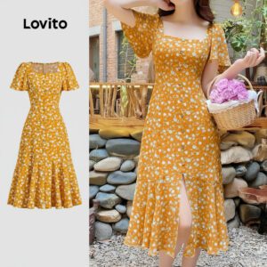 Vestido Boho Feminino Amarelo Babados Verão