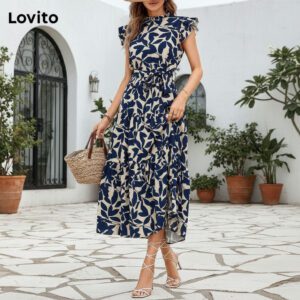 Vestido Boho Tropical Estampa Babado Feminino