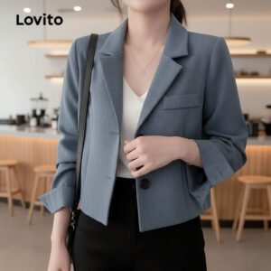 Blazer Feminino Casual Liso Botão Bolso
