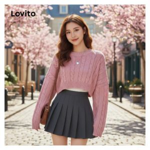 Suéter Casual Solto de Algodão para Mulheres