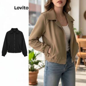 Jaqueta Casual Feminina Liso Marrom