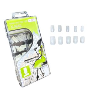 2 Kit Com 100 Unhas Postiças Nails Quadrada Natural Estojo
