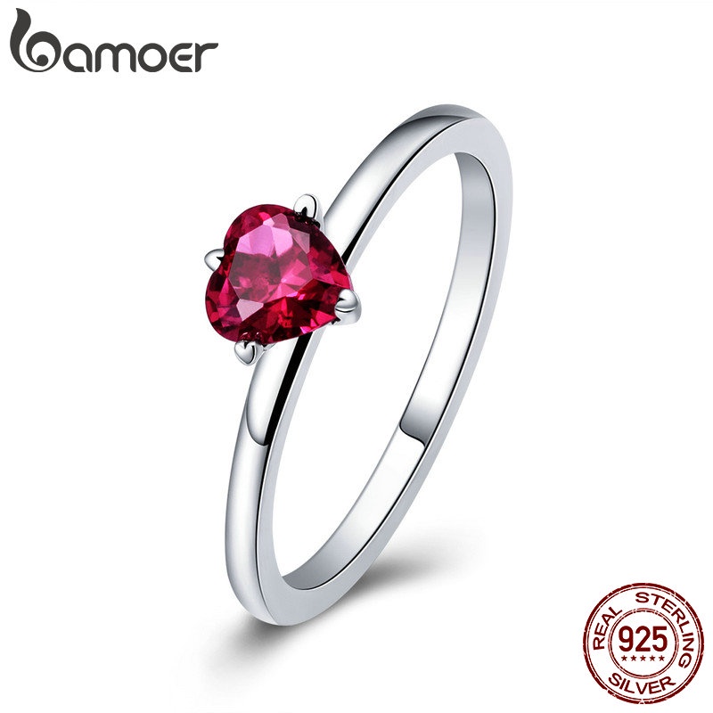 Anel Bamoer em Prata 925 Feminino para Noivado e Presente 1 Anel Bamoer 925 Sterling Silver Pattern Para Noivado Jóias Femininas De