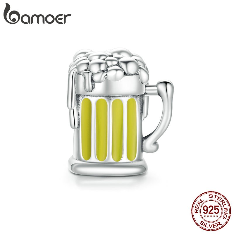 Berloque Serpente Bamoer Prata 925 para Pulseira Pandora 1 bamoer Beer Glass Charm fit Original Snake Bracelet 925 Sterling Silver Women Jewelry DIY Beads Enamel process Making SCC1671
