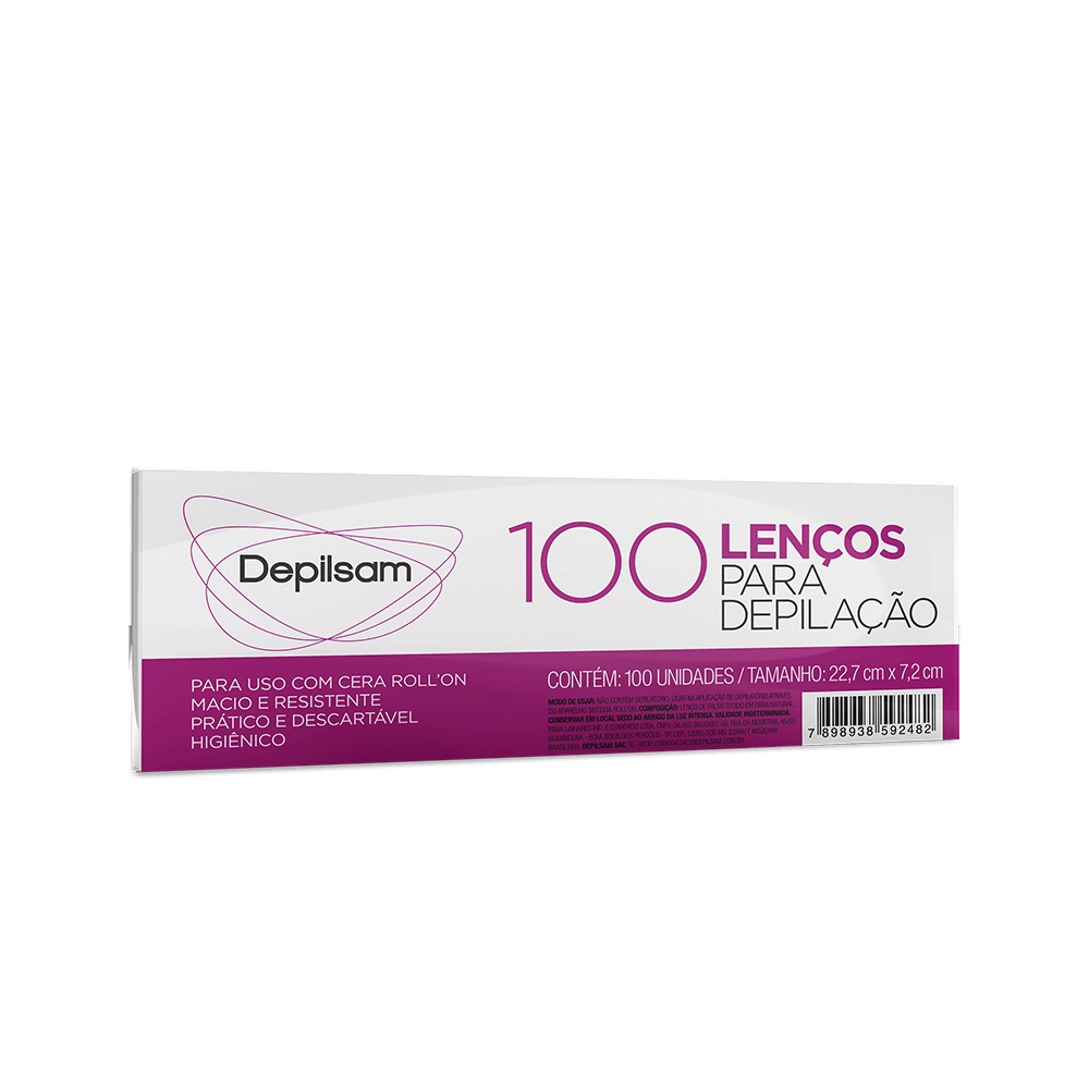 Len?os Depila??o Depilsam 100 Folhas 1 Lenços para Depilação Depilsam 100 Folhas