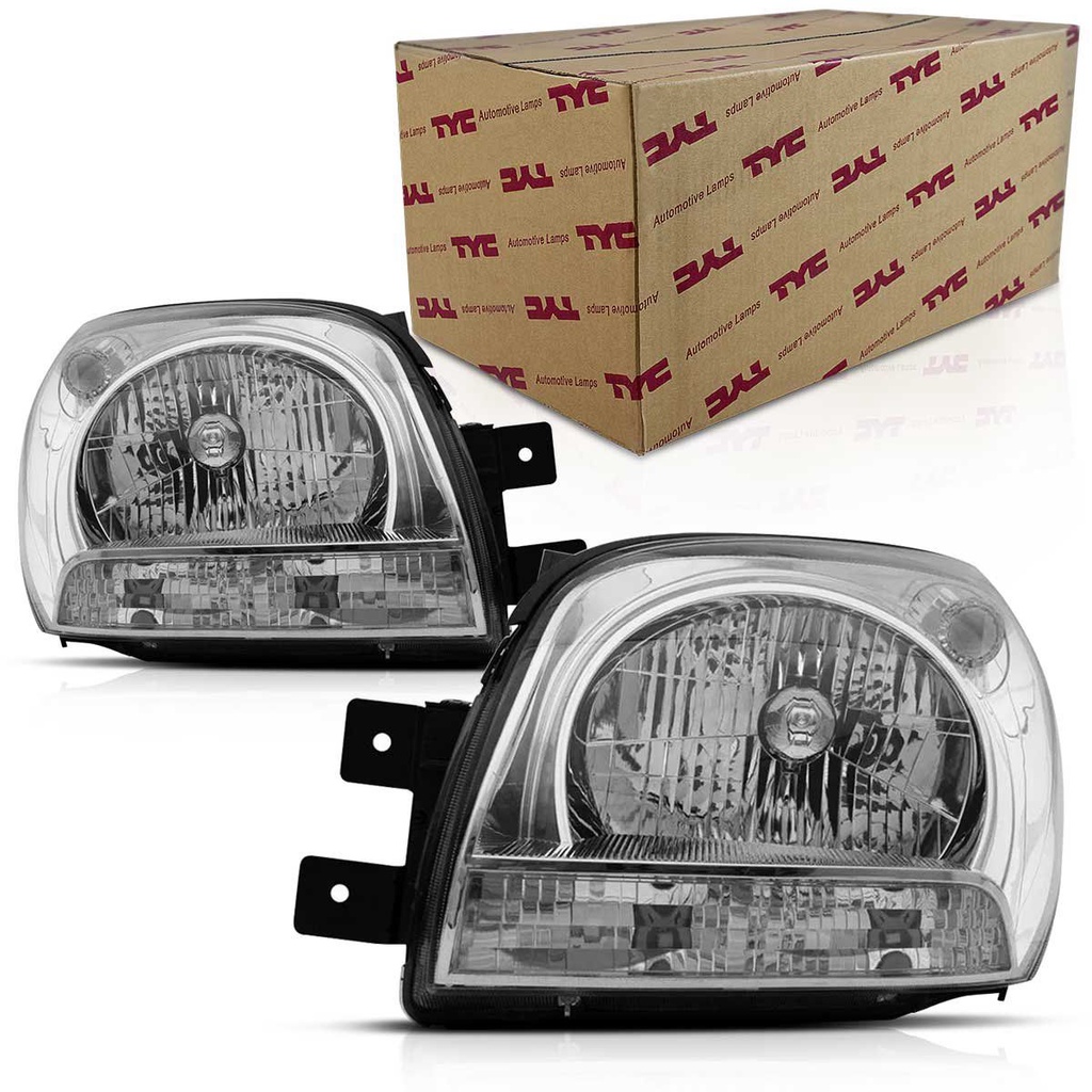 Par de Farol Kia Sportage 2006 2007 2008 M?scara Cromada 1 Par Farol Sportage 2006 2007 2008 Cromado