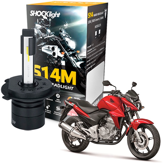 L?mpada LED H4 Nano Shocklight 6000K para Moto CB 300R 1 Lâmpada Ultraled Farol Moto Cb 300r 2010 2011 2012 6000k