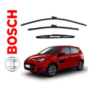 Kit Palheta Limpador Parabrisa Dianteiro + Traseiro Original Bosch Fiat Palio Novo 2012 á 2016