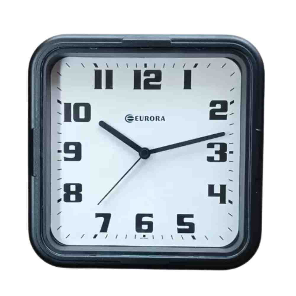 Rel?gio de Parede Quadrado Eurora Preto Anal?gico 22,6cm 1 Relógio de Parede Analógico Quadrado Eurora Preto 6540145