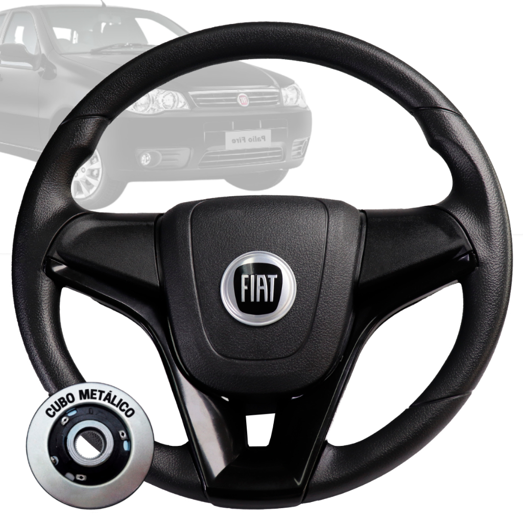 Volante Esportivo Fiat Palio Idea Uno Strada Preto com Logo 1 Volante Esportivo cruze preto logo fiat preto para Idea Palio Weekend 96 a 2012