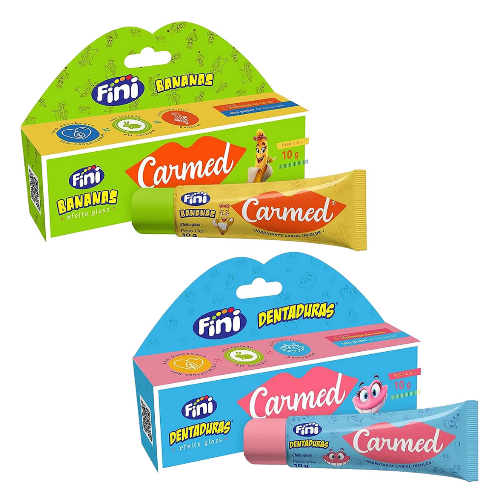 Kit Hidratante Labial Carmed Fini Bananas e Dentaduras 1 Kit 2 Hidratante Labial Carmed Fini Bananas e Dentaduras