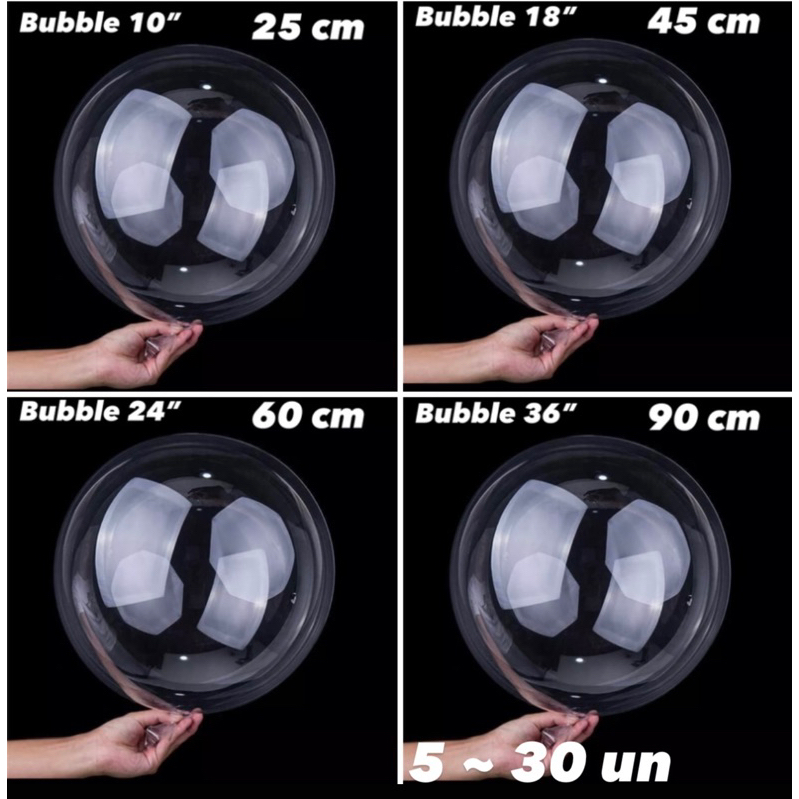 Kit Balão Bubble Bobo Balloon - Vários Tamanhos para Festas 1 Kit Balão Bubble Bobo Balloon 10 18 24 e 36 polegadas Balões Para festas Aniversário//