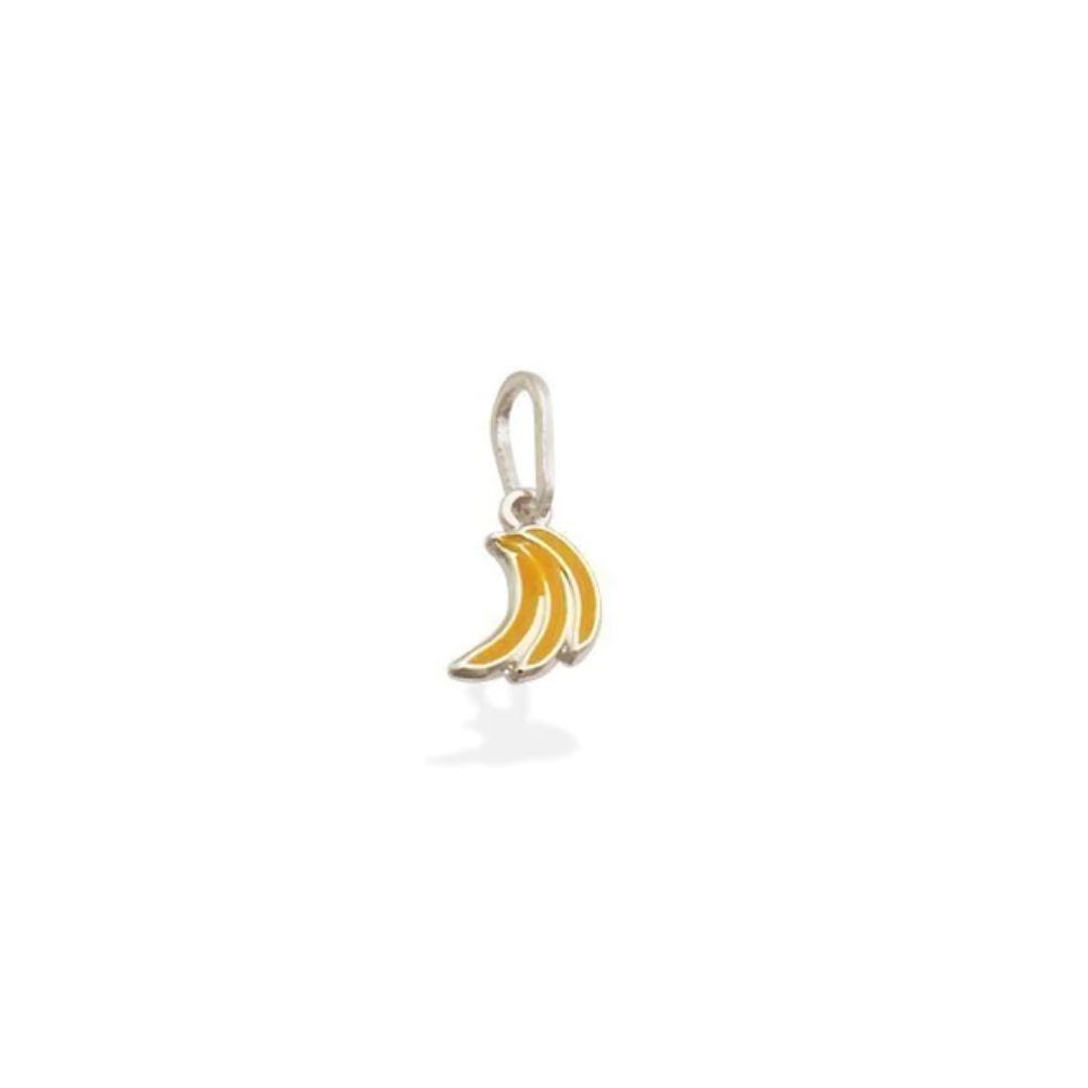 Pingente de Prata 925 Bananinhas Resinada Delicado 1 Pingente de Prata 925 Bananinhas Resinada