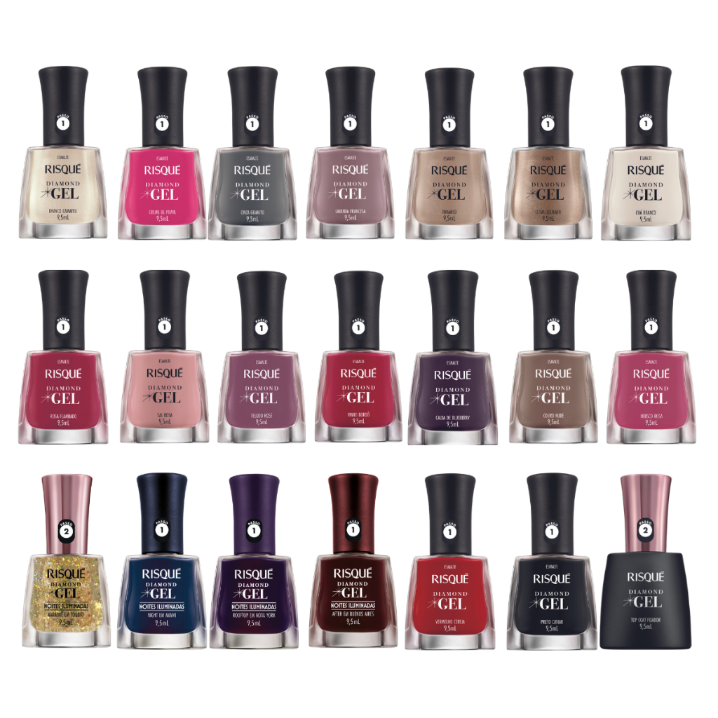 Esmalte Diamond Gel Risqué - Efeito Gel e Alto Brilho 1 Esmalte Diamond em Gel Para Unha Unitário Manicure