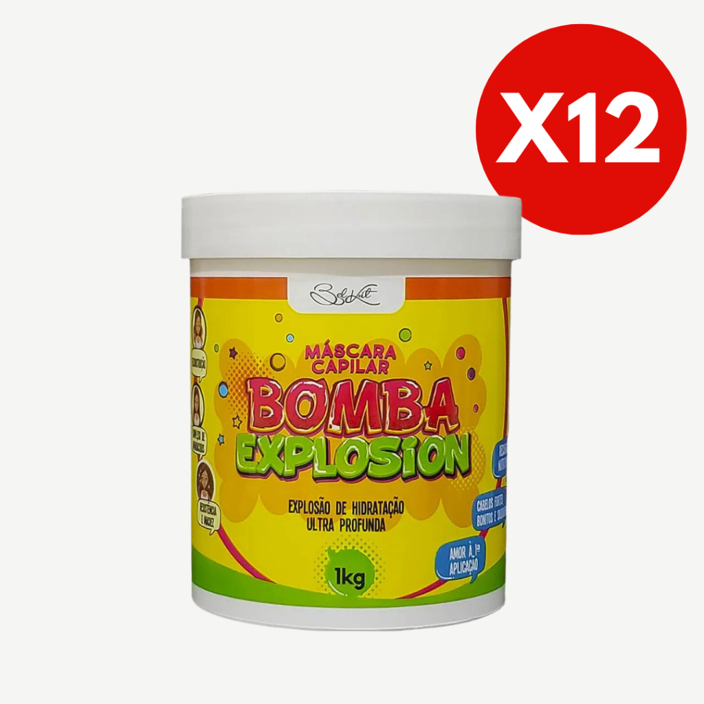 Kit 12 M?scara Bomba Belkit 1kg - Reconstru??o 1 Kit 12 Máscara Bomba Capilar 1kg Belkit