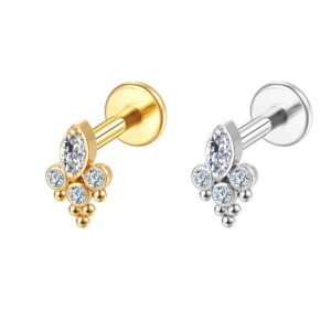 Piercing Helix Conch Labret Aço Cirúrgico Pvd Indiano Zircônia Cravada