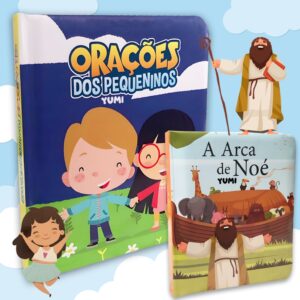 Kit Livro Infantil A Arca De Noé Historias Bíblicas + Orações Dos Pequeninos - Bíblia Infantil Capa Dura Premium