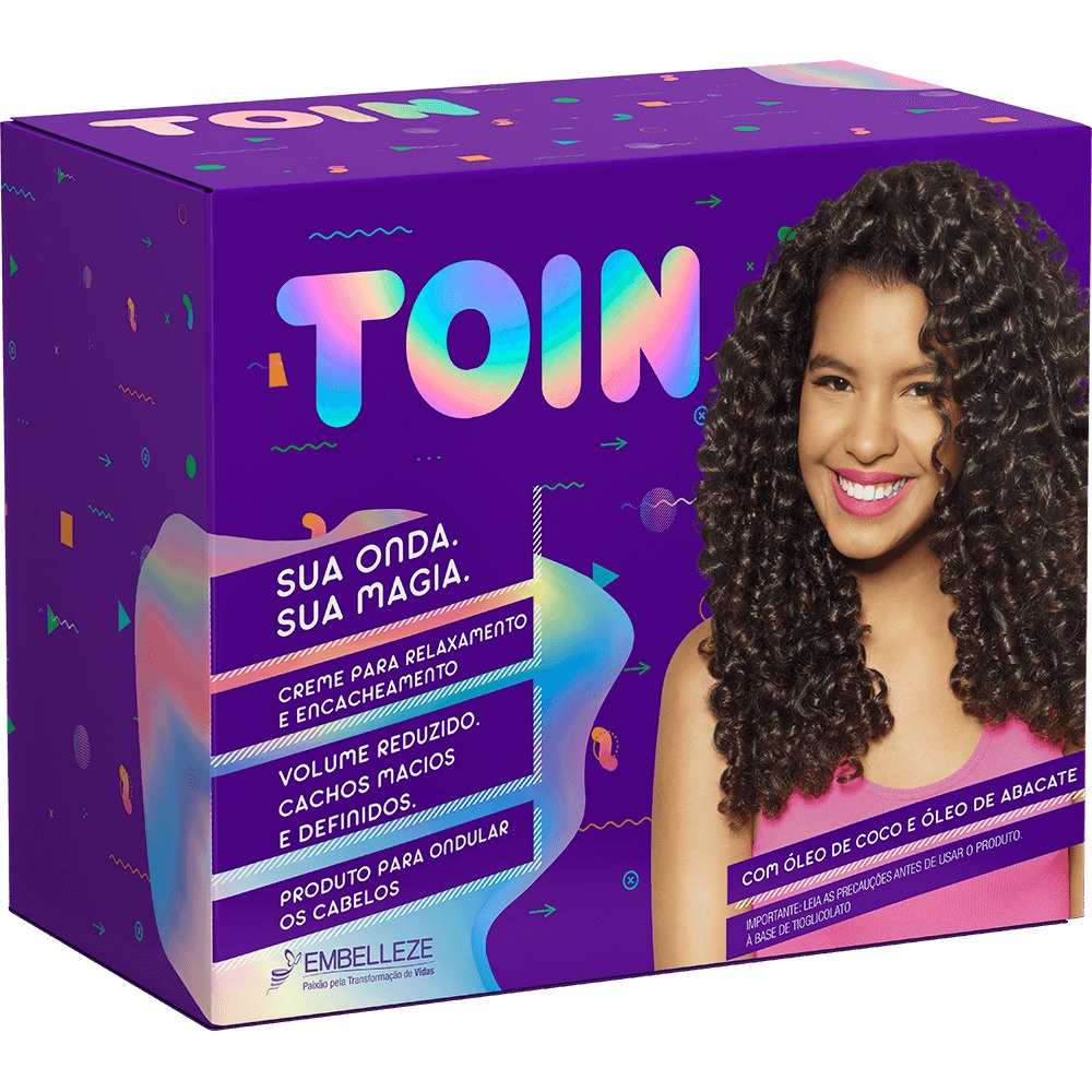 Kit Relaxamento e Encacheamento Toin Embelezze - Cachos Definidos 1 Kit Creme para Relaxamento e Encacheamento Toin Embelezze