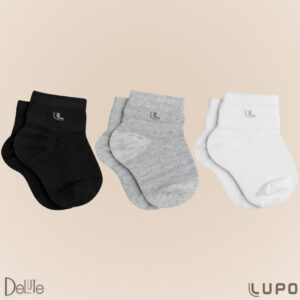 Kit com 3 Pares de Meias Lupo Baby Infantil Cano Médio em Algodão Lisa Básica Meninos e Meninas