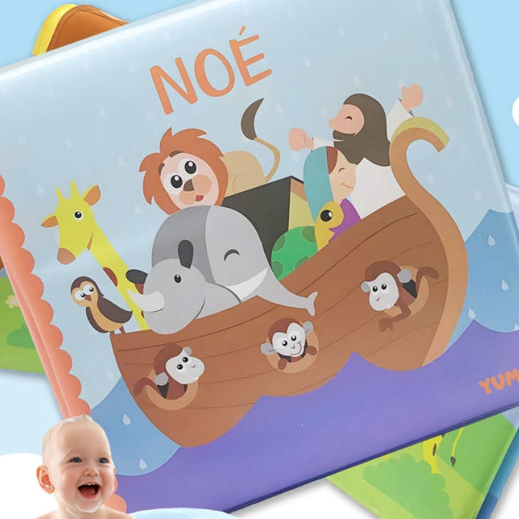 Livro de Banho Sensorial B?blico Arca de No? para Beb?s 1 Livro de Banho Sensorial Bíblico Arca de Noé para Bebês