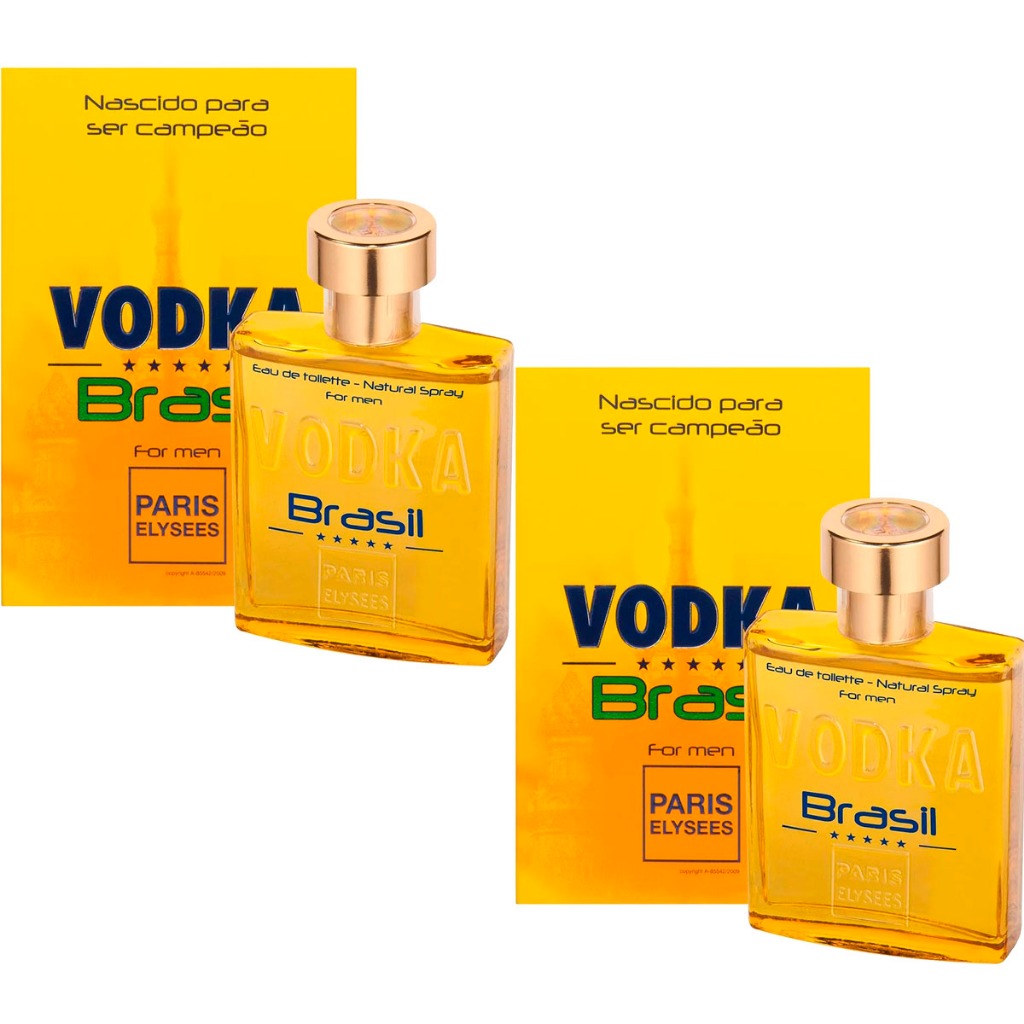 Kit 2 Perfumes Paris Elysees Vodka Brasil Amarelo 100ml 1 Kit Com 2 Perfumes Paris Elysees Vodka Brasil Amarelo 100ml