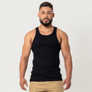 Regata Canelada Masculina Preta