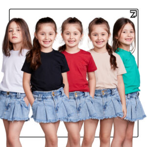 kit 5 Camisa Infantil Básica 100% Algodão Manga Curta