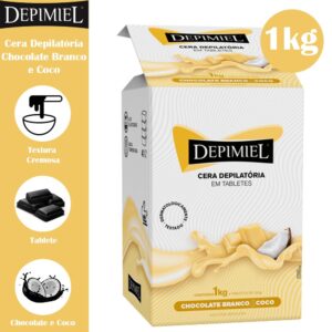 Depimiel Cera Em Tabletes Chocolate Branco e Coco 1kg