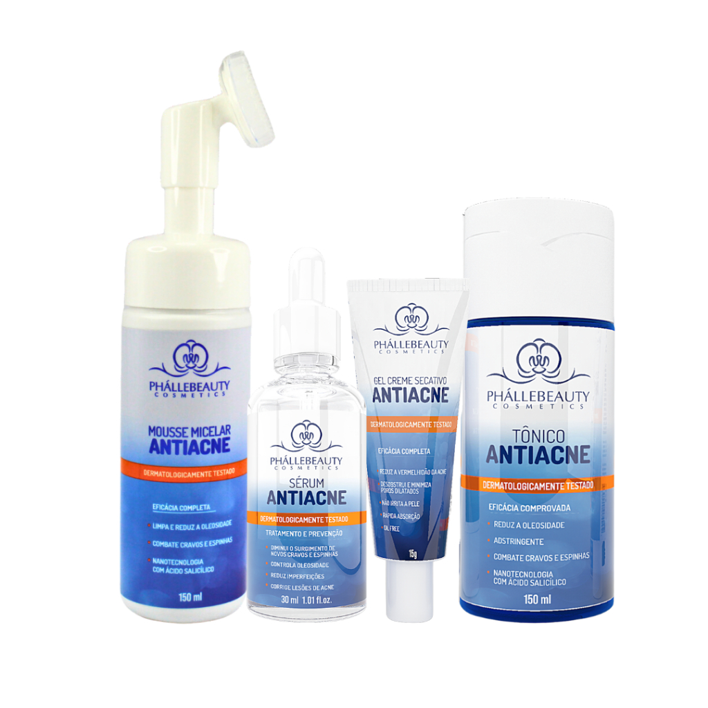 Kit Antiacne 4 Produtos - Pele Limpa e Livre de Espinhas 1 Kit Skin Care Antiacne 4 itens