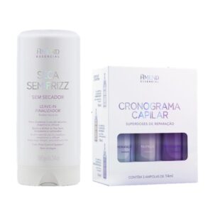Amend KIT Seca Sem Frizz Leave-in 180g + Cronograma Capilar com 3 Ampolas de 14ml
