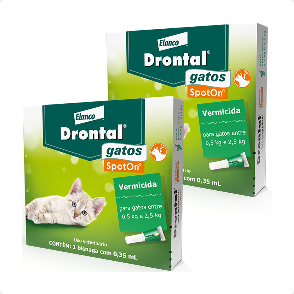 Kit 2 Drontal SpotOn Elanco Verm?fugo para Gatos 0,5kg a 2,5kg 1 Kit 2 Vermífugo Elanco Drontal SpotOn para Gatos de 0,5 Kg a 2,5 Kg - 1 Bisnaga