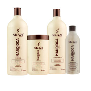 Kit Combo Skazi Mandioca E Mel Shampoo Condicionador Máscara E Creme De Pentear