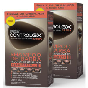 Kit 2x unidades Grecin Control Gx Shampoo De Barba e Redutor Grisalhos - Para todos os tipos de barba. Aparência jovem