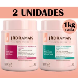 Kit Com 1 Creme Hidramais para Drenagem Linfática 1kg + 1 Creme Hidramais para Massagem Localizada 1kg