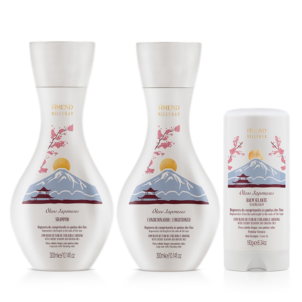 Kit Amend ?leos Japoneses - Cabelos Fortes 1 Amend Millenar KIT Óleos Japoneses Shampoo e Condicionador 300ml + Balm Selante 180g