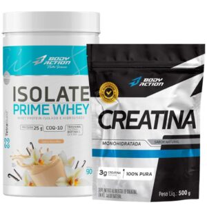 Whey Protein Isolado Prime 900g + Creatina Monohidratada 100% Pura 500g Bodyaction