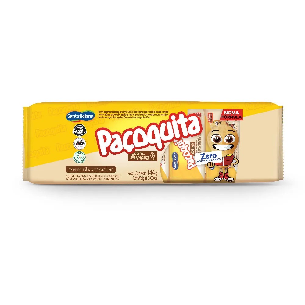 Paçoquita Zero Açúcar com Aveia Santa Helena Display 144g 1 Paçoquita Zero Aveia Display 144G Santa Helena