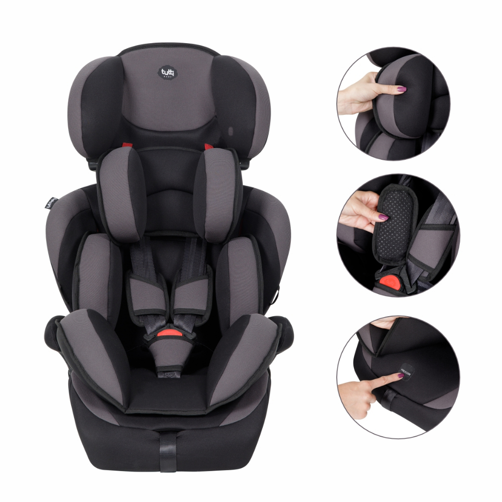 Cadeirinha de Carro Infantil Athenas Tutti Baby 9 a 36kg 1 Cadeirinha Infantil Bebê Carro 09 á 36 Kg Athenas Preta/Cinza Tutti Baby