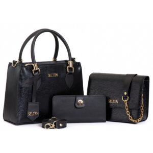 Kit Bolsa Feminina Transversal + Bolsa Bag Balada Corrente + Carteira
