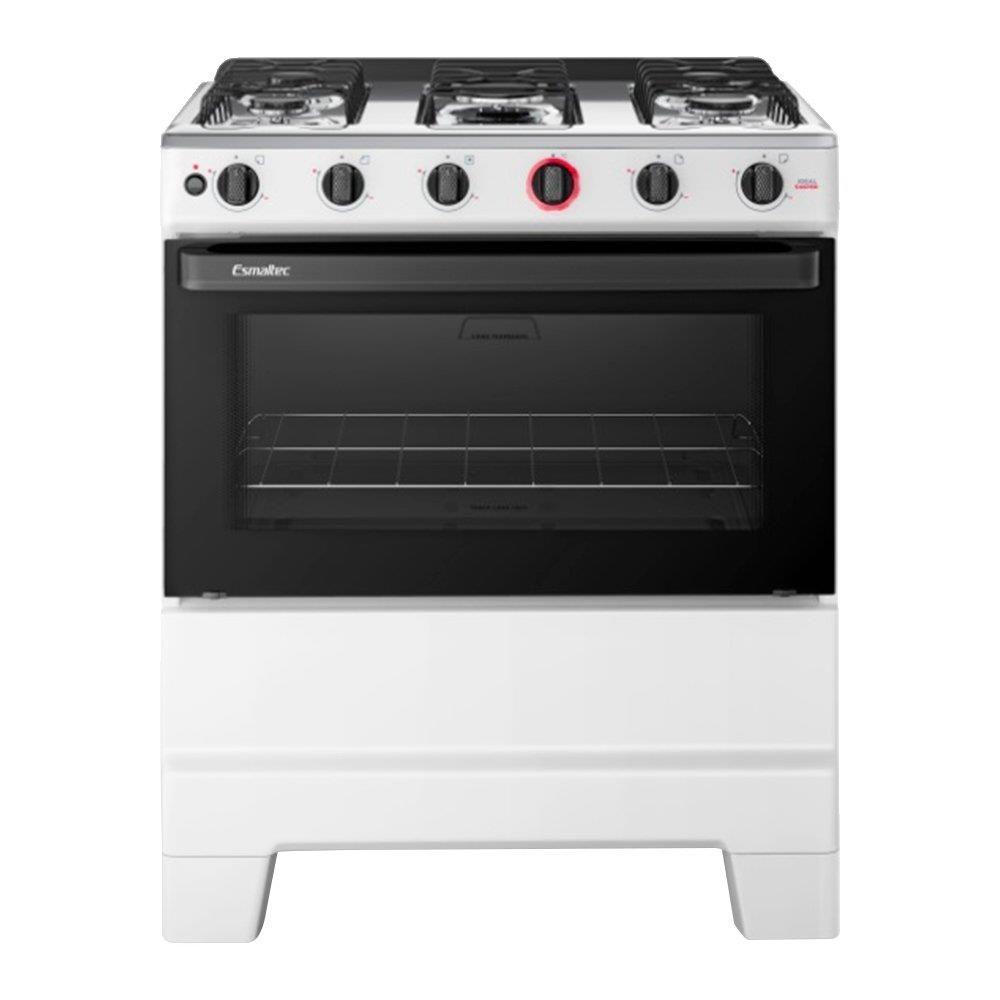 Fog?o Esmaltec 5 Bocas Ideal Super Mesa Inox Branco Bivolt 1 Fogão 5 Bocas Esmaltec F5IAB5121 Ideal Super Mesa em Aço Inox Acendimento Automático Branco Bivolt
