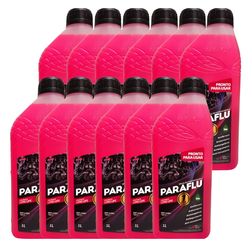 Aditivo Radiador Paraflu Org?nico 103004 1 Kit 12 Aditivo Radiador Paraflu Orgânico Rosa Long Life Pronto Uso 103004